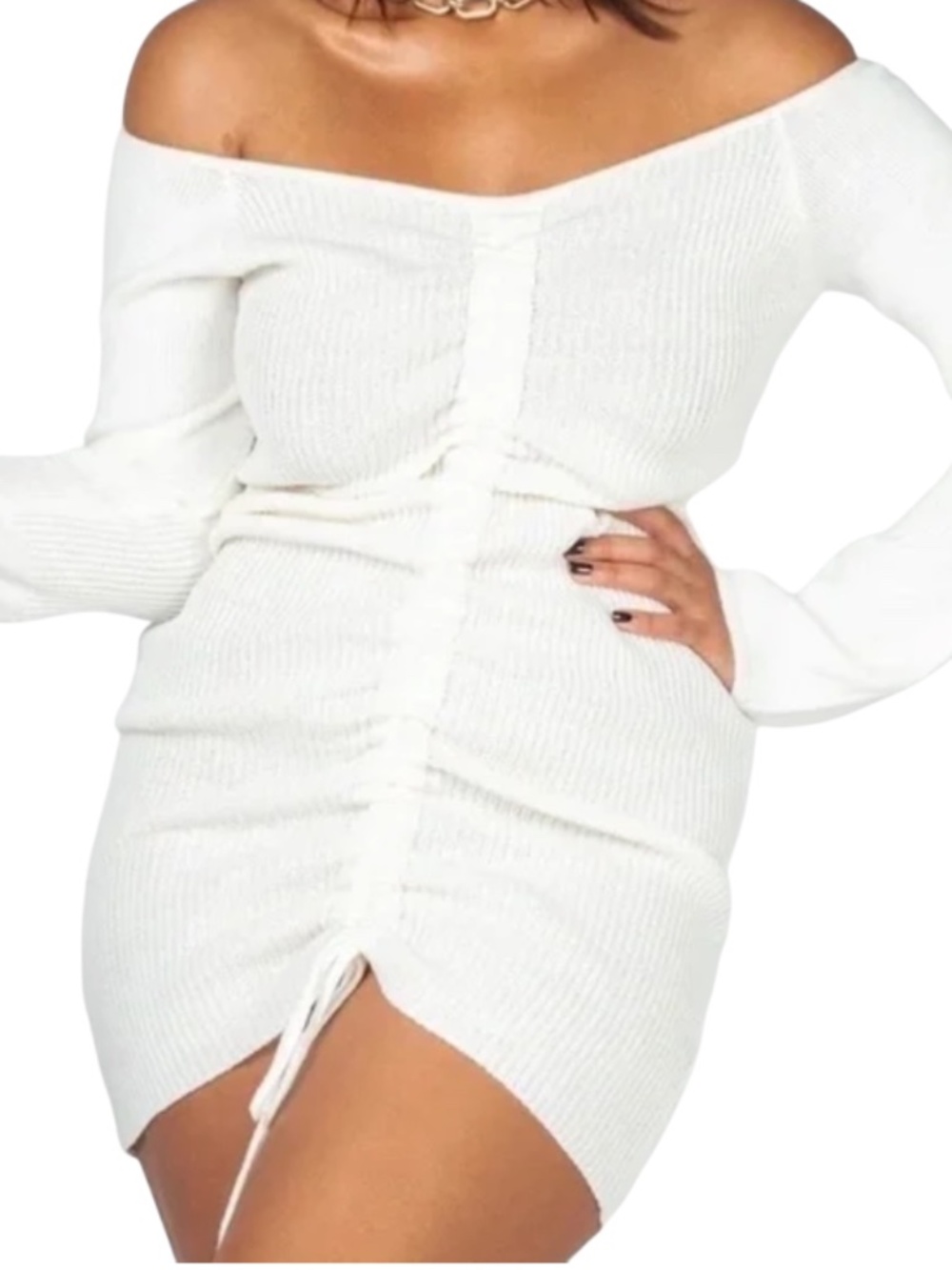 Princess Polly "Gillian" Bodycon Mini Dress  - Off-white Size S/M